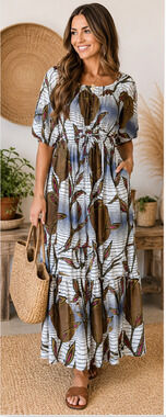 Francis + Benedict Artisan Cotton Maxi Dress Made in Togo S/M